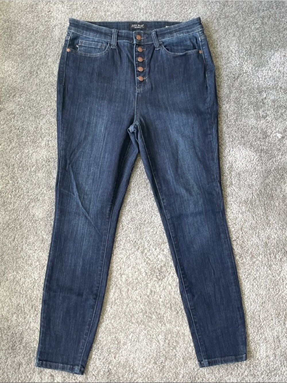 EC Judy Blue Skinny Fit - Dark Wash - Exposed Button Fly Jeans - Size 13/31
